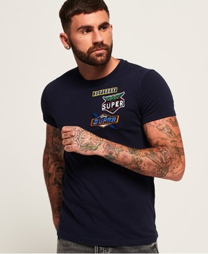 Superdry Patch Férfi Pólók Barna/Kék | EUDQI5340